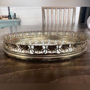 Vintage Small Gold Tone Decorative Mirrored Tray